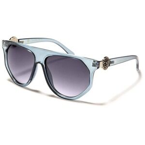Aviator Sunglasses Designer Inspired Fashion Lion Accents Men Teal Frame Lentes‎
